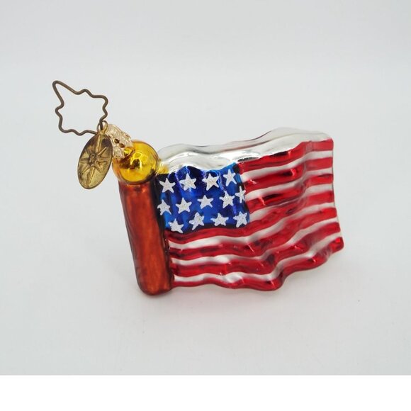 Christopher Radko Stars and Stripes American Flag Glass Christmas Ornament - Picture 1 of 12
